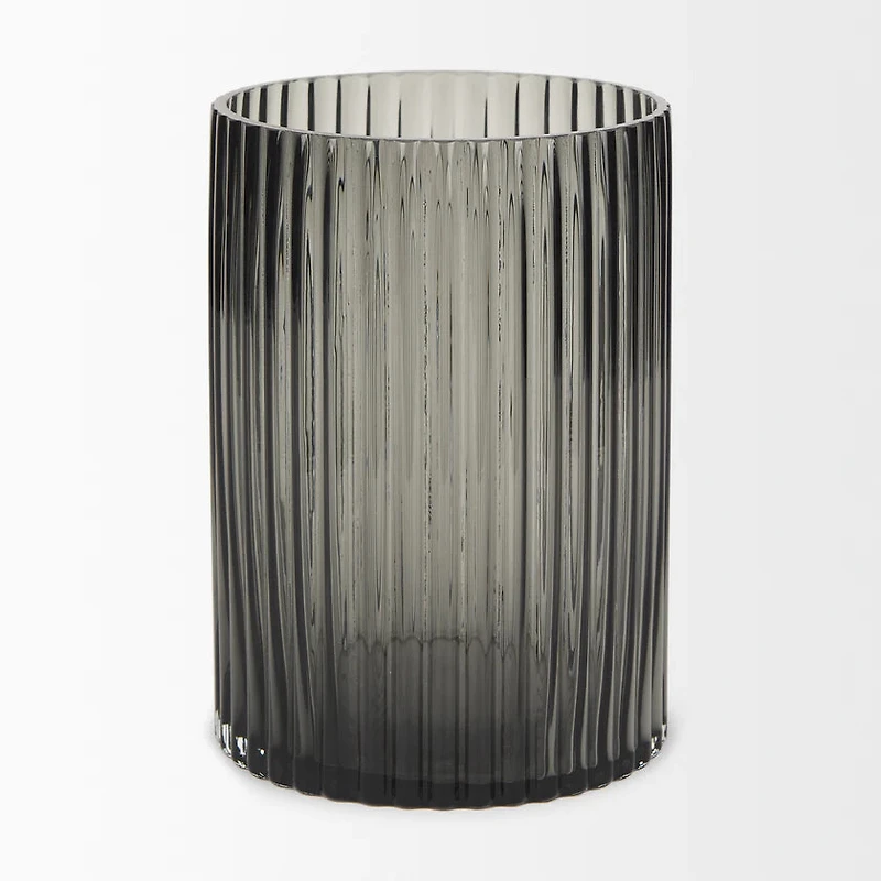 Dawn Short Smokey Black Glass Vase