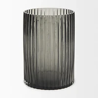 Dawn Short Smokey Black Glass Vase