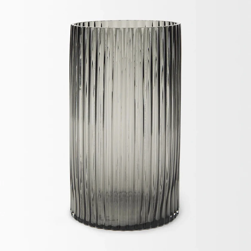 Dawn Tall Smokey Black Glass Vase