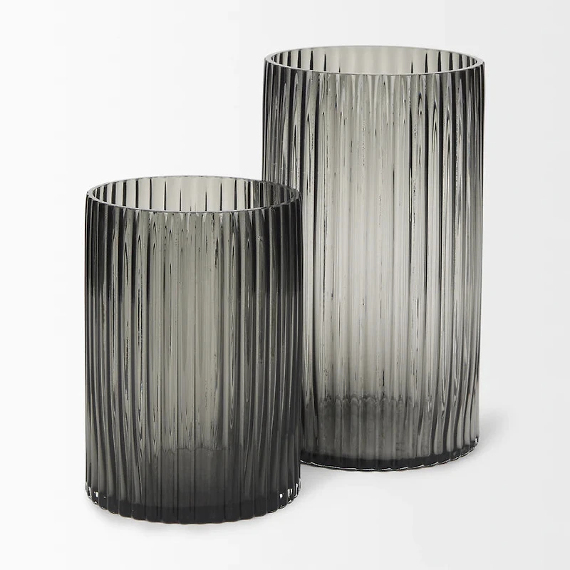 Dawn Tall Smokey Black Glass Vase