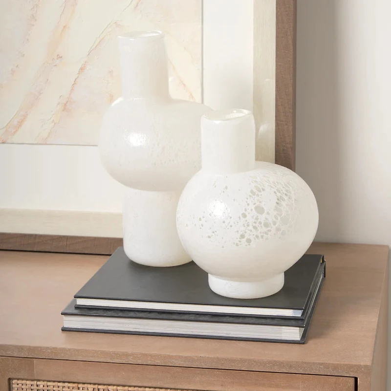 Heket Short White Glass Vase