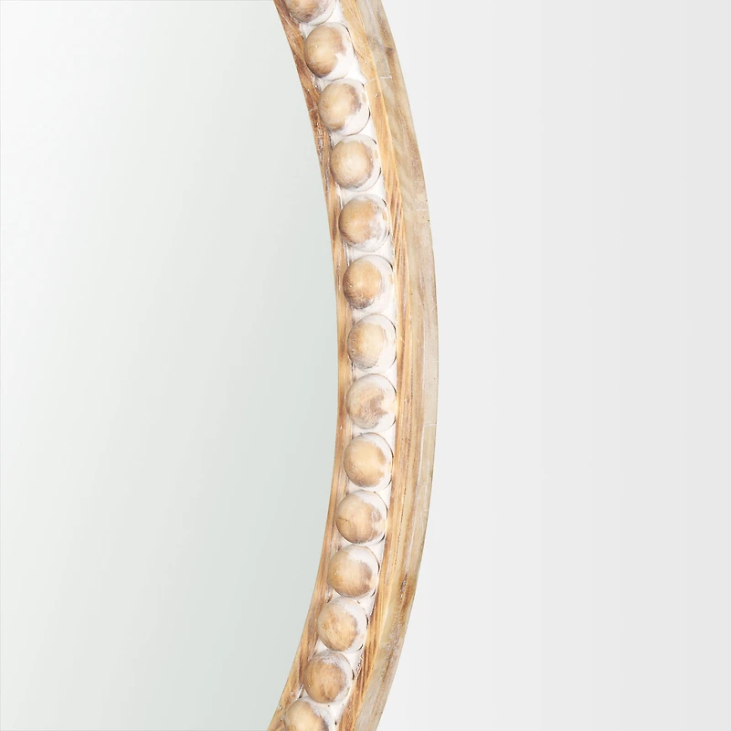Roan Light Brown Wood Beaded Wall Mirror