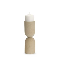 Qamra Tall Beige Textured Metal Pillar Candle Holder