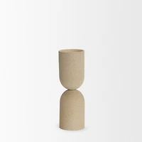 Qamra Tall Beige Textured Metal Pillar Candle Holder