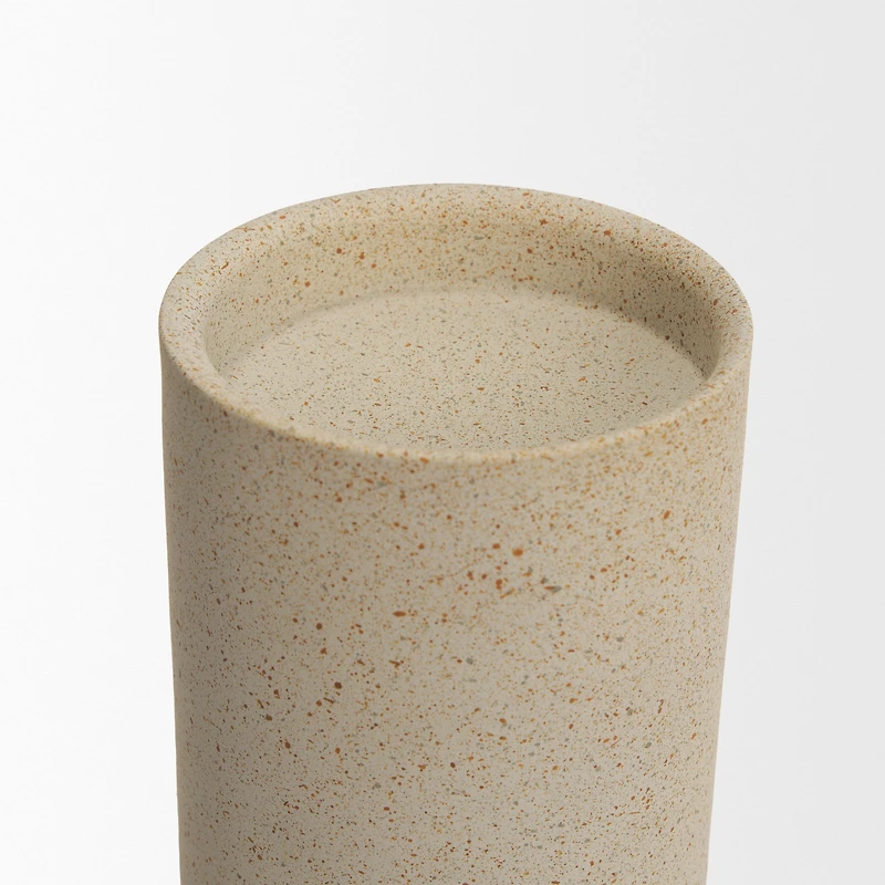 Qamra Tall Beige Textured Metal Pillar Candle Holder