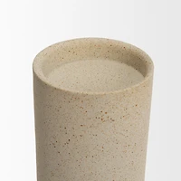 Qamra Tall Beige Textured Metal Pillar Candle Holder