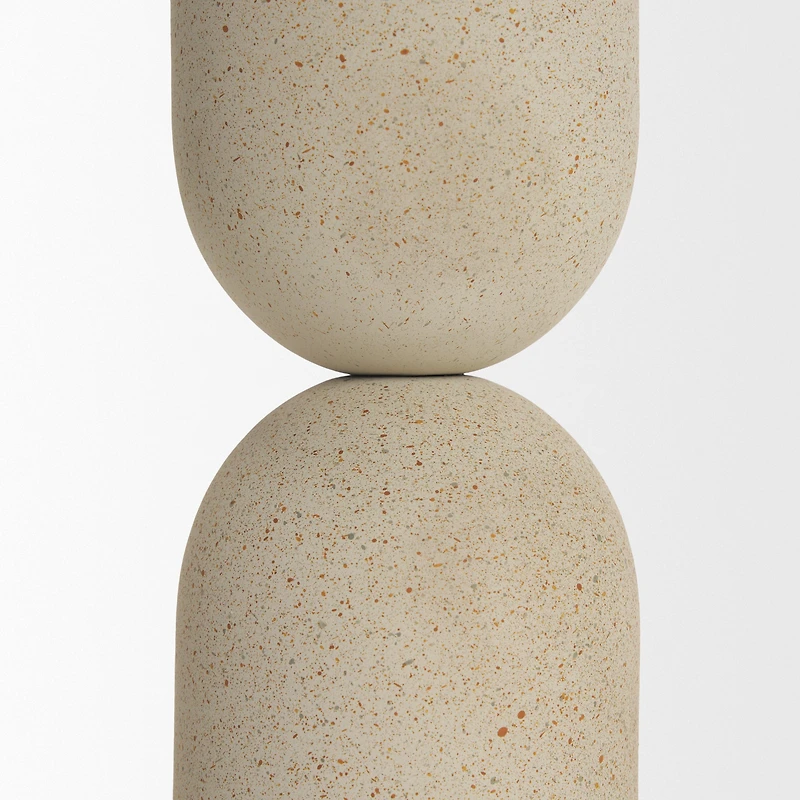 Qamra Tall Beige Textured Metal Pillar Candle Holder