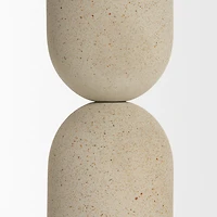 Qamra Tall Beige Textured Metal Pillar Candle Holder