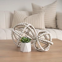 Espanlade II Large White Wooden Beaded Orb