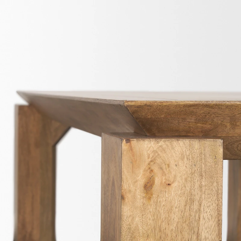 Sapphira Brown Wood Tapered Top Rectangular Dining Table
