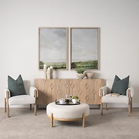 Qamra Short Beige Textured Metal Pillar Candle Holder