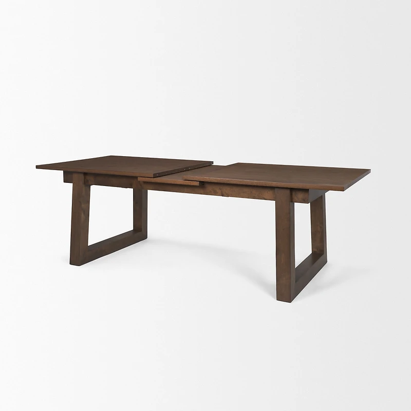 Takota Dark Brown Rectangular Oak Wood w/ Birch Wood Legs Extendable Dining Table