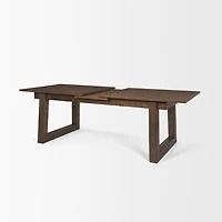 Takota Dark Brown Rectangular Oak Wood w/ Birch Wood Legs Extendable Dining Table