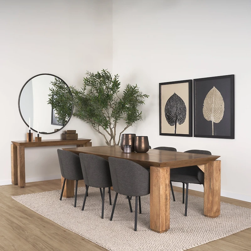 Sapphira Brown Wood Tapered Top Rectangular Dining Table