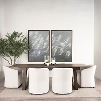 Takota Dark Brown Rectangular Oak Wood w/ Birch Wood Legs Extendable Dining Table