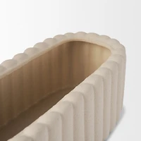 Mira Wide Textured Blush Beige Fluted Ceramic Vase