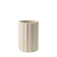 Mira Tall Textured Blush Beige Fluted Ceramic Vase