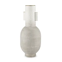 Torres Tall Textured Off White w/ Gold Metal Vase