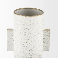 Torres Tall Textured Off White w/ Gold Metal Vase