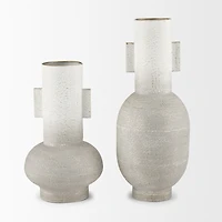 Torres Tall Textured Off White w/ Gold Metal Vase