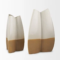 Vania Large Off White w/ Tan Textured Ceramic Vase