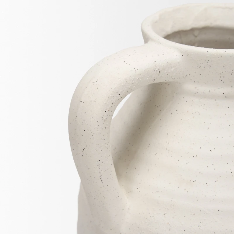 Tyrus Large Textured Matte White w/ Speckling Ceramic Vase