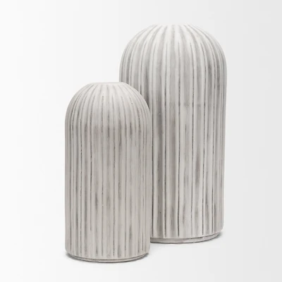 Ummi Tall Off White w/ Gray-Brown Antiquing Ceramic Floor Vase