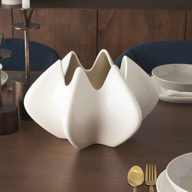 Ulrich Sculptural Cream Glazed Ceramic Vase