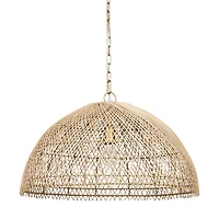 Thad 1-Light Natural Woven Rattan Dome Pendant