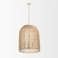 Thad 4-Light Natural Woven Rattan Foyer Chandelier