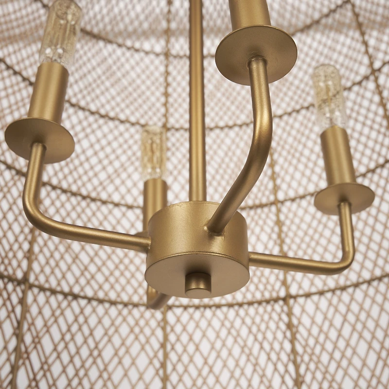 Thad 4-Light Natural Woven Rattan Foyer Chandelier