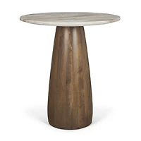Allyson 32" Round Medium Brown Wood w/Savar Pink Marble Top Bistro Table