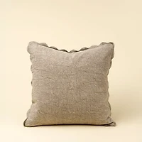 Scalloped Edge Pillow, Silver Grey Cover with Filler