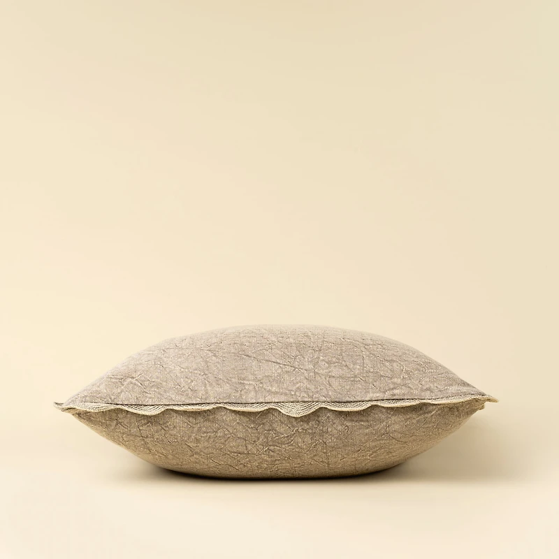 Scalloped Edge Pillow, Silver Grey Cover with Filler