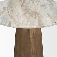 Allyson 32" Round Medium Brown Wood w/Savar Pink Marble Top Bistro Table