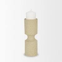 Akira Textured Beige Metal Pillar Candle Holder