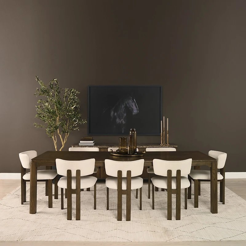 Kendrix 84" Dark Brown Oak Wood Extendable Rectangular Dining Table