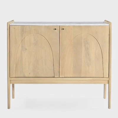 Arc 2 Door Cabinet, Natural with Marble Top