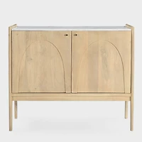 Arc 2 Door Cabinet, Natural with Marble Top