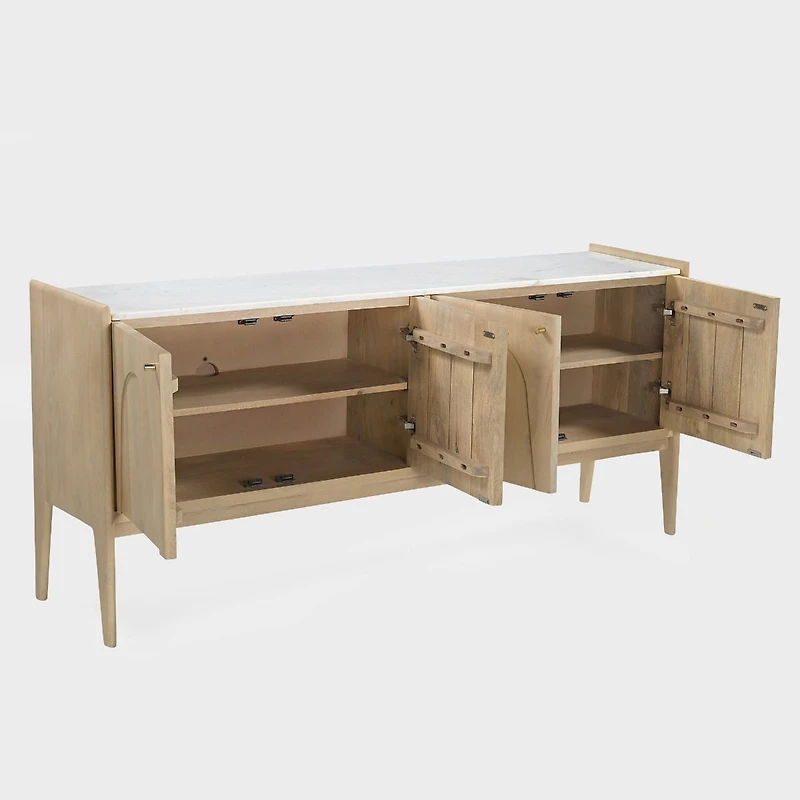 Arc 4 Door Sideboard, Natural with Marble Top
