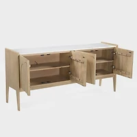 Arc 4 Door Sideboard, Natural with Marble Top