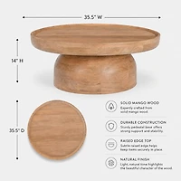 Kova Round Coffee Table, Light Walnut