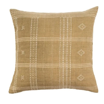20x20 Bhujodi Wool Handloom Pillow, Beige