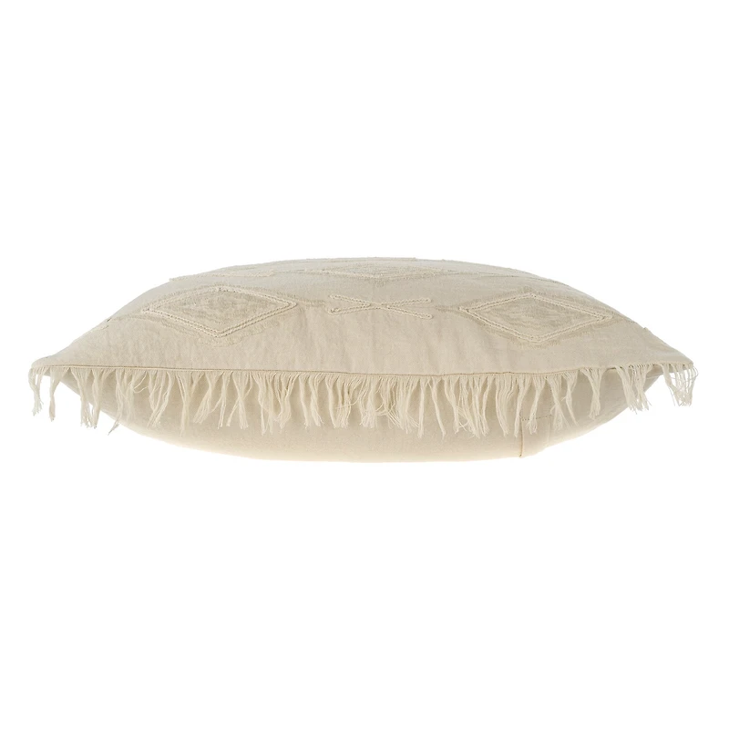 Jacquard Fringe Pillow Cream