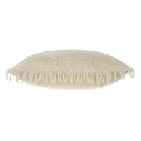 Jacquard Fringe Pillow Cream