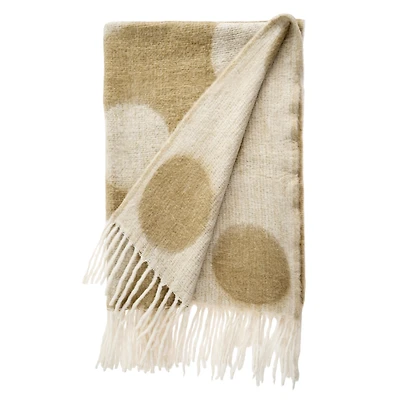 Polka Dot Wool Blend Throw, Pampas