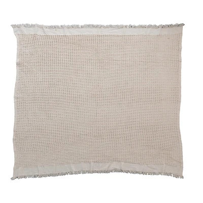 Cotton Waffle Weave Throw w/ Fringe