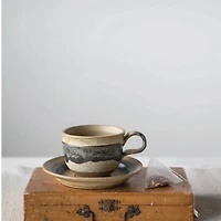 Stoneware Mug with Saucer - Set of 2