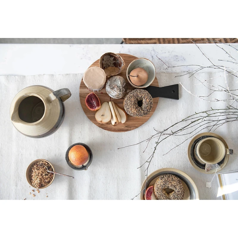 Stoneware Mug with Saucer - Set of 2