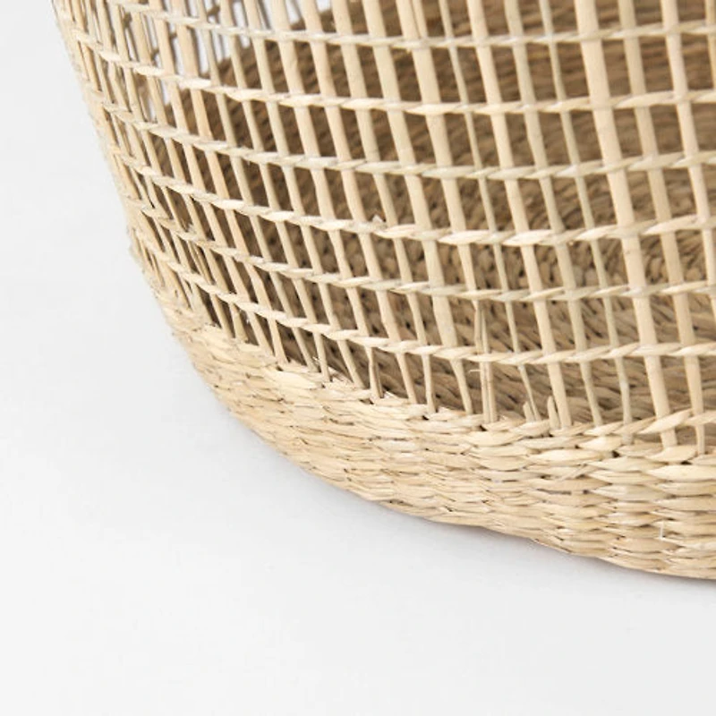 Bowie Medium Brown Seagrass Round Basket W/ Handles